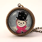 Jolly Snowman Round Necklace
