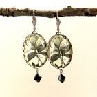 Rustic Petals Silver Oval Earrings