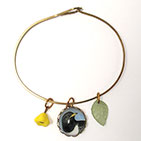 Black Bird, Leaf & Tellow Bell Bead Bracelet or Necklace