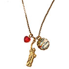 New York Map & Liberty Charm Necklace