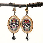 To Be Or Not To Brass Skull Earrings