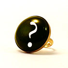Question (?) Black Round 25mm Cocktail Ring