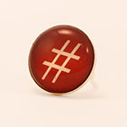 Hash Tag (#) Red Cocktail Ring